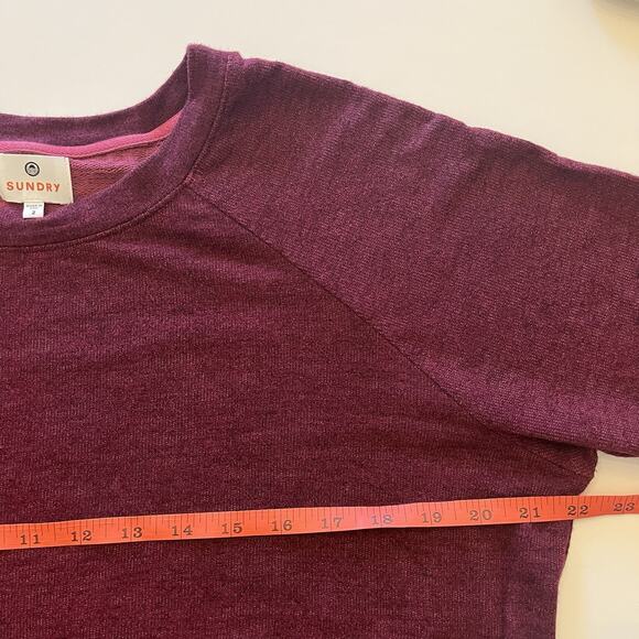 Sundry Sweatshirt Womens 2 Medium Burgundy Maroon Space Dye Crewneck Pullover - Picture 9 of 10
